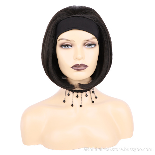 wholesale headband wigs black bobo straight hair headband wig for black women